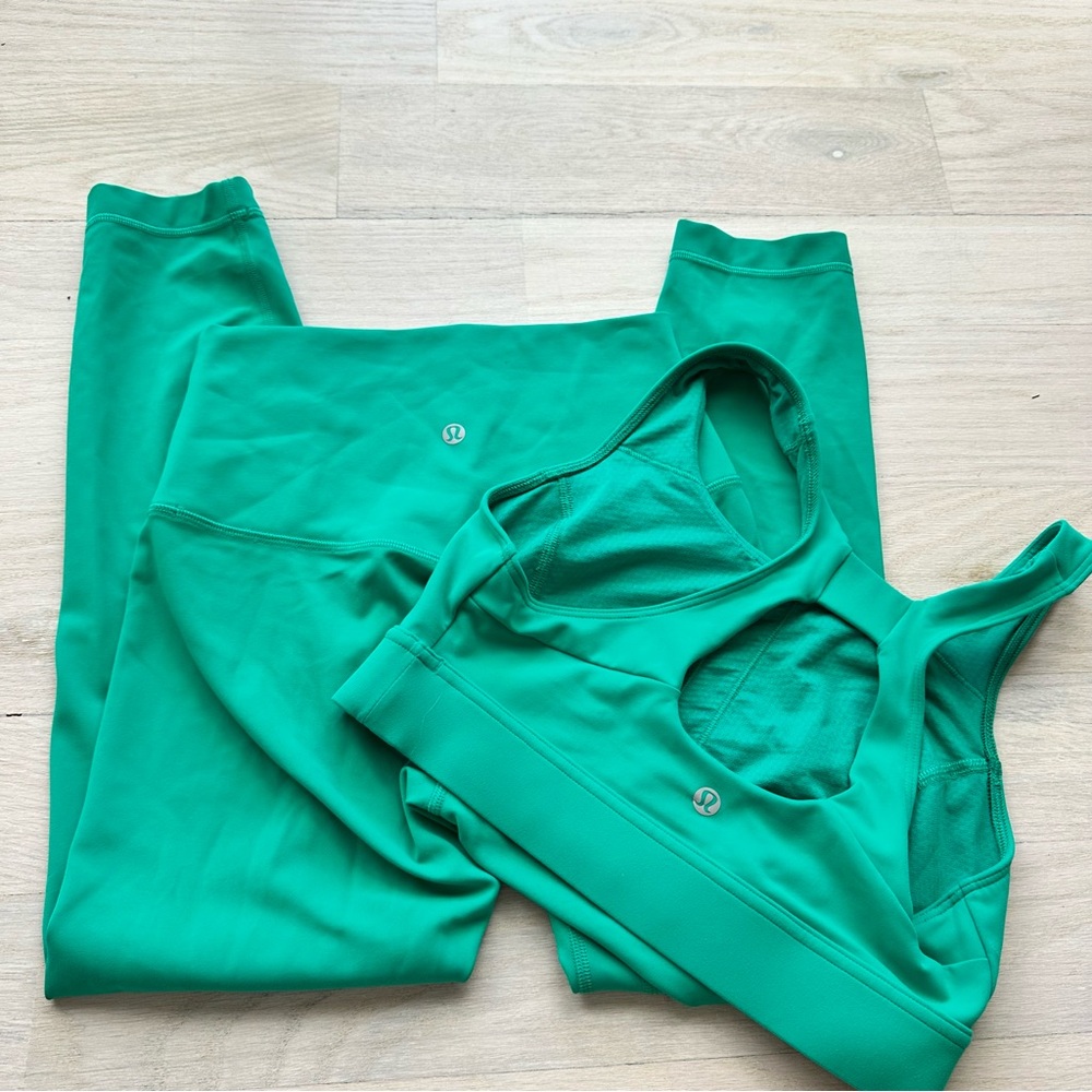 Lululemon wonder under high rise 25” leggings cascadia green set 4